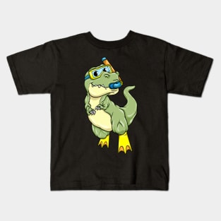 Dinosaurs at Diving with Swimming goggles Kids T-Shirt